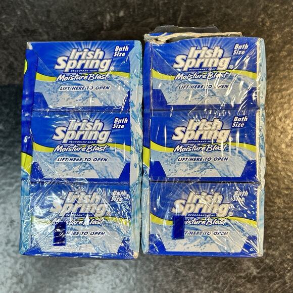 6 Bars IRISH SPRING Moisture Blast Hydro Bead Soap No Flaxseed 4 oz Each - Picture 2 of 5
